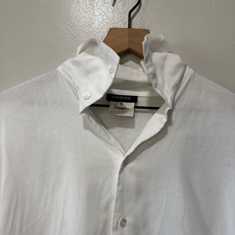 eskandar Nieman Marcus White Drop Shoulder 100% Cotton Lightweight Top - Picture 8 of 13